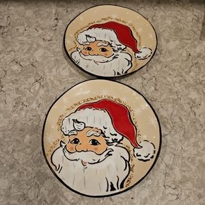 Set of 2 ELI + ANA Sammy Santa Christmas Holiday Ceramic Salad Plates